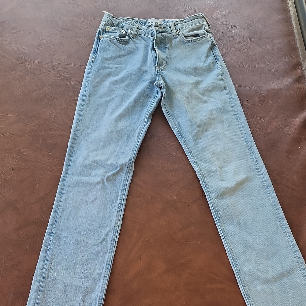 Zara Light Blue Straight Leg Jeans